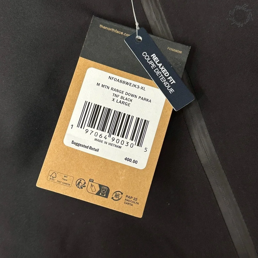 NWT The North Face MTN Range Down Parka Men's XL Black DryVent NF0A88WE $400